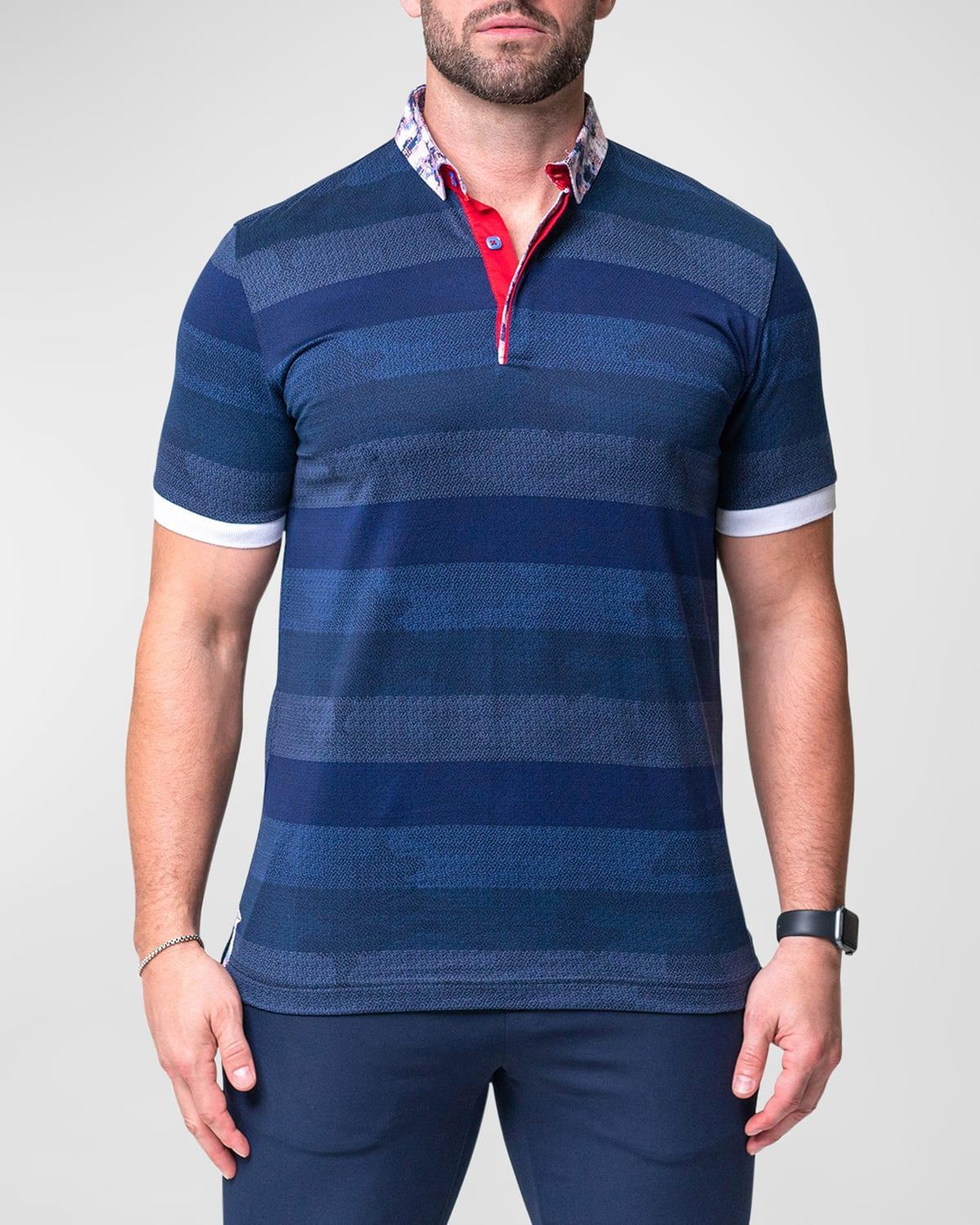 Maceoo Mozartpolk Black Stripe Cotton Polo Product Image