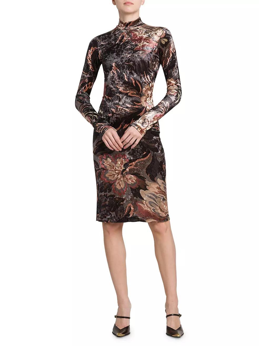 Floral Mock Turtleneck Dress Product Image