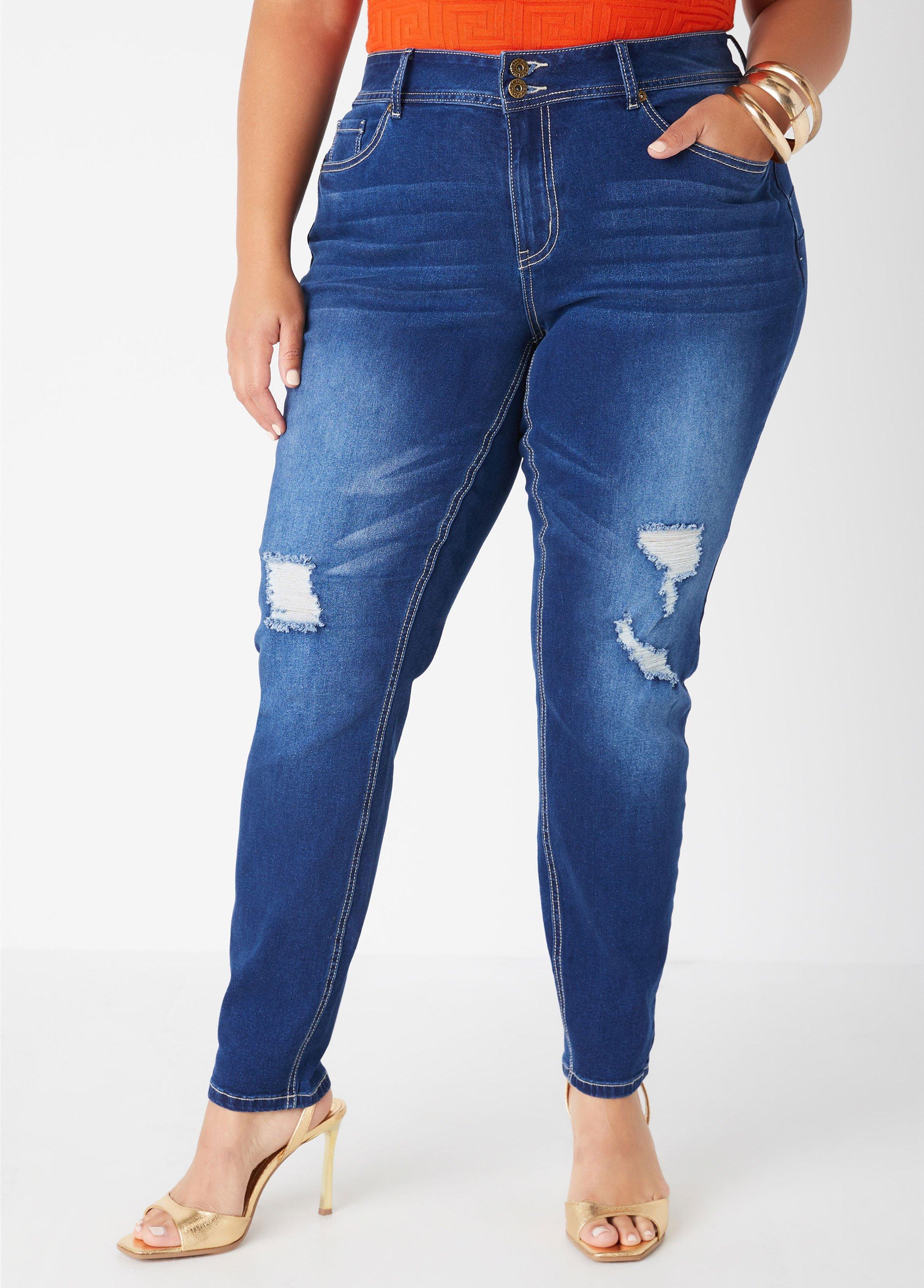 Plus Size Distressed High Waist Skinny Jeans Ashley Stewart product image