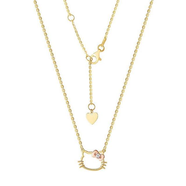 Hello Kitty Sterling Silver Diamond Accent Necklace, Womens Gold Tone Product Image