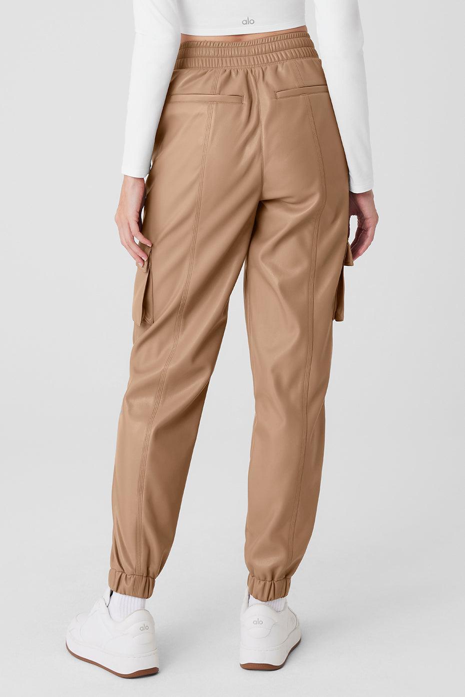 Faux Leather Power Hour Jogger - Toasted Almond Product Image