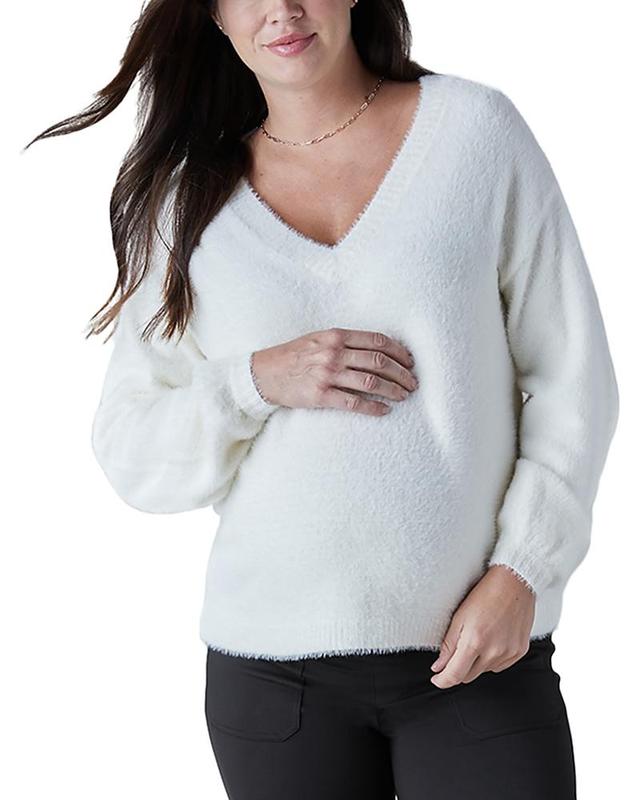 Ingrid & Isabel Fluffy V-Neck Maternity Sweater Product Image