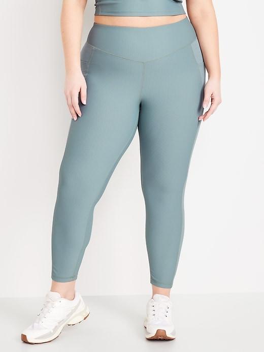 High-Waisted PowerSoft Ribbed 7/8 Leggings Product Image