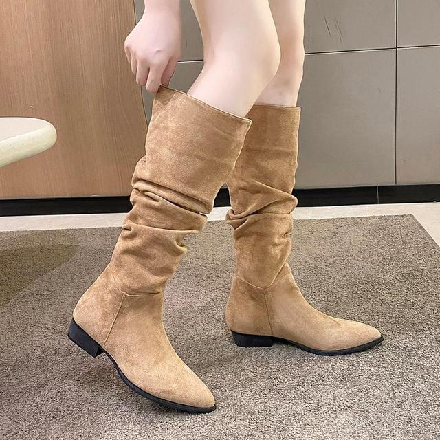 Pointed Toe Chunky Heel Tall Boots Product Image