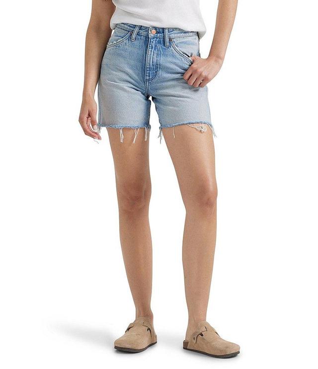 Wrangler Cowboy High Rise Raw Hem Denim Short Product Image