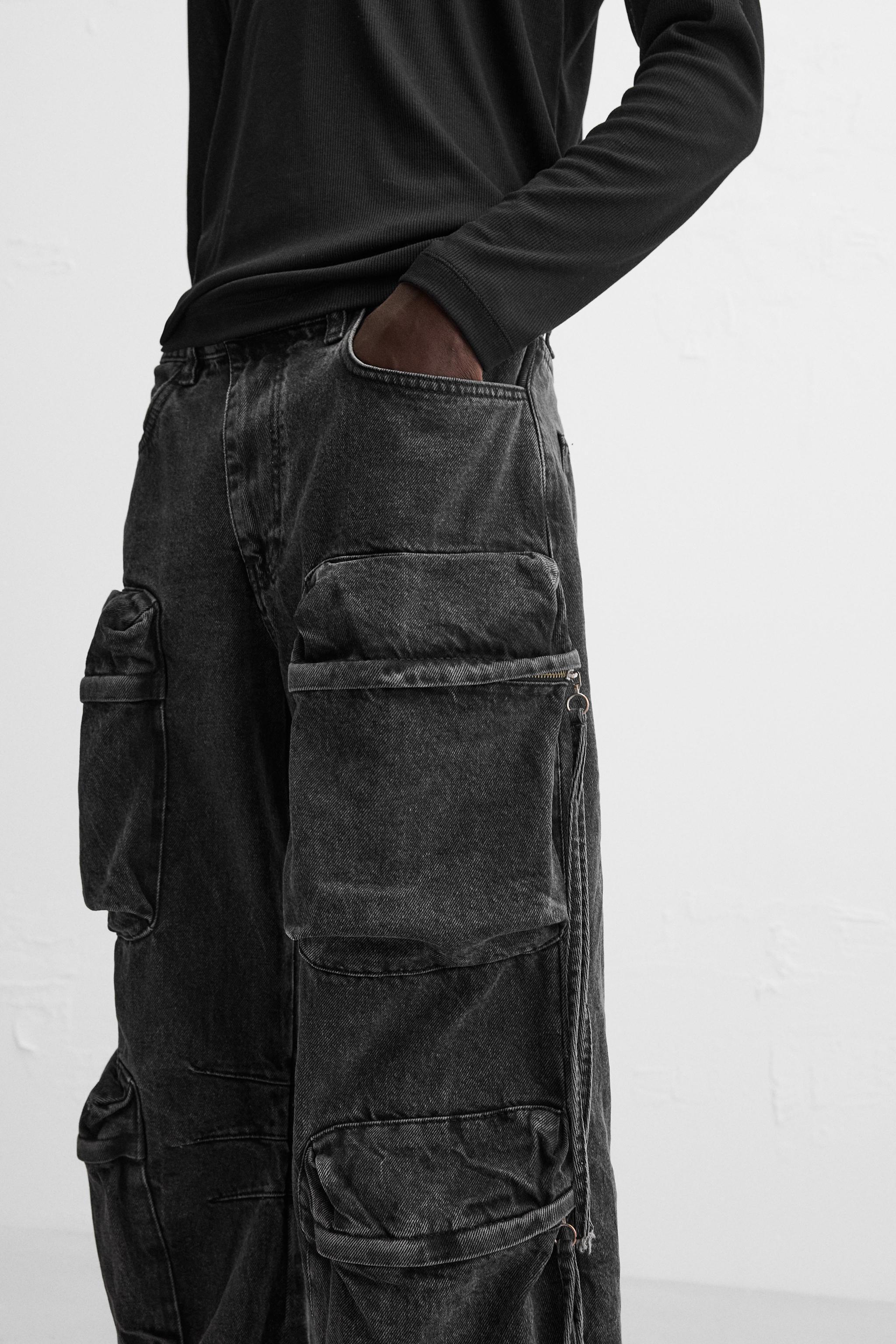 POCKET DENIM CARGO PANTS Product Image