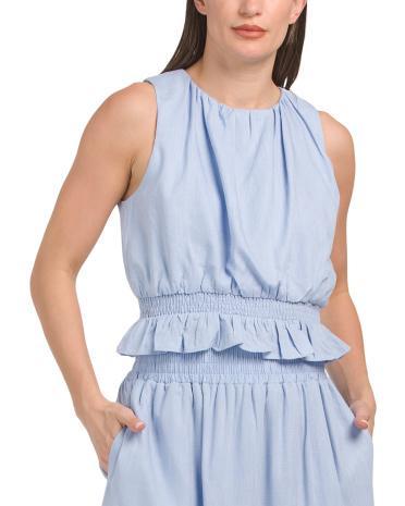 Ruched Sleeveless Top for Women | Rayon/Cotton Product Image