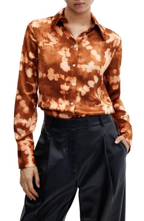 MANGO - Tie-dye effect satin shirt brownWomen Product Image