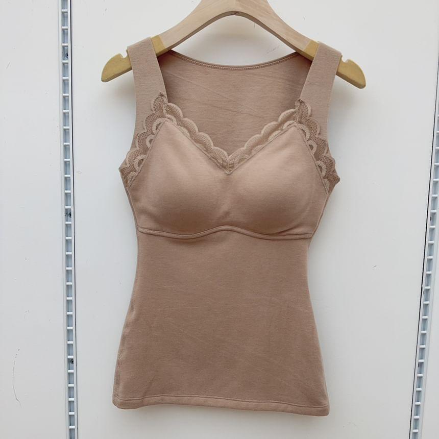 Plain Lace Trim Padded Tank Top Product Image