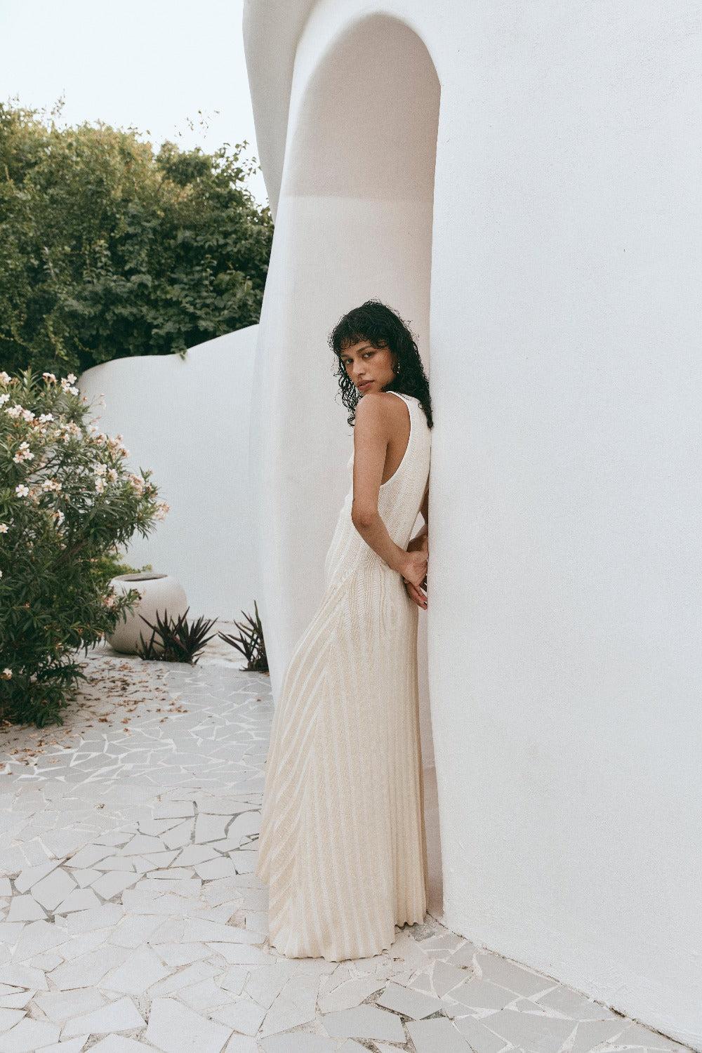 El Mar Knit Maxi Dress Cream Product Image