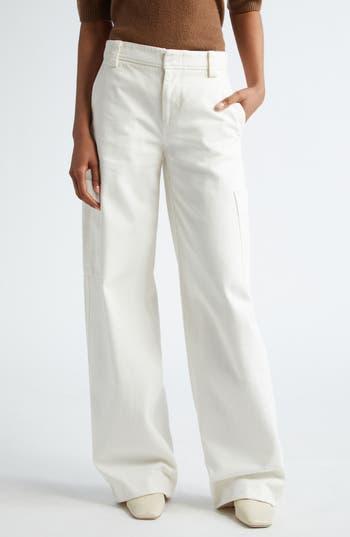 Utility High Waist Wide Leg Recycled Wool Blend Pants In Off White Product Image