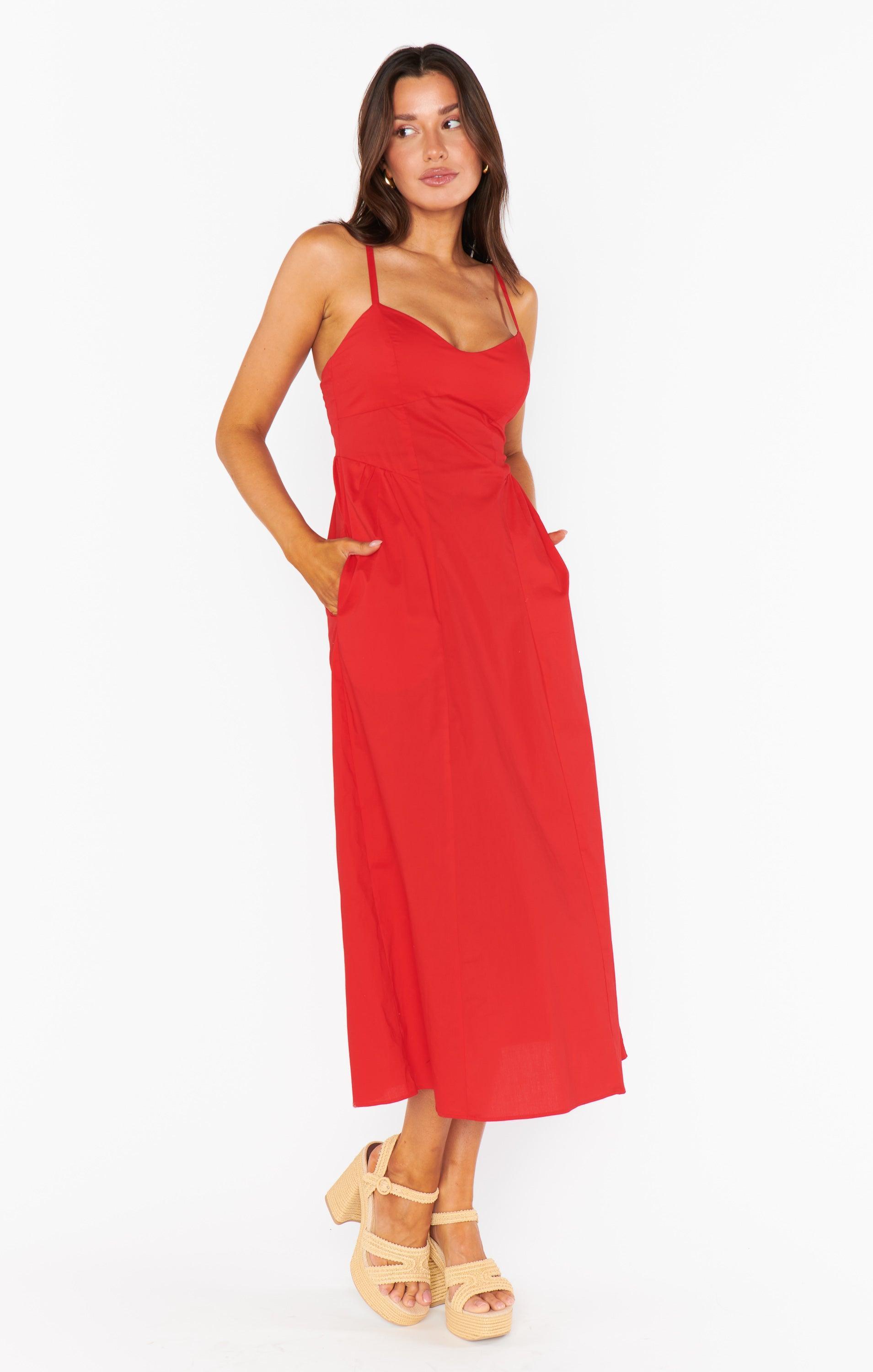 Allegra Midi Dress ~ Cherry Poplin Product Image