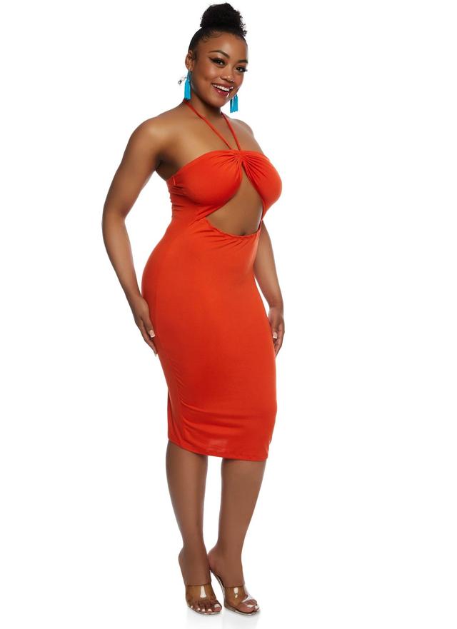 Womens Plus Size Almost Famous Cut Out Halter Dress Product Image