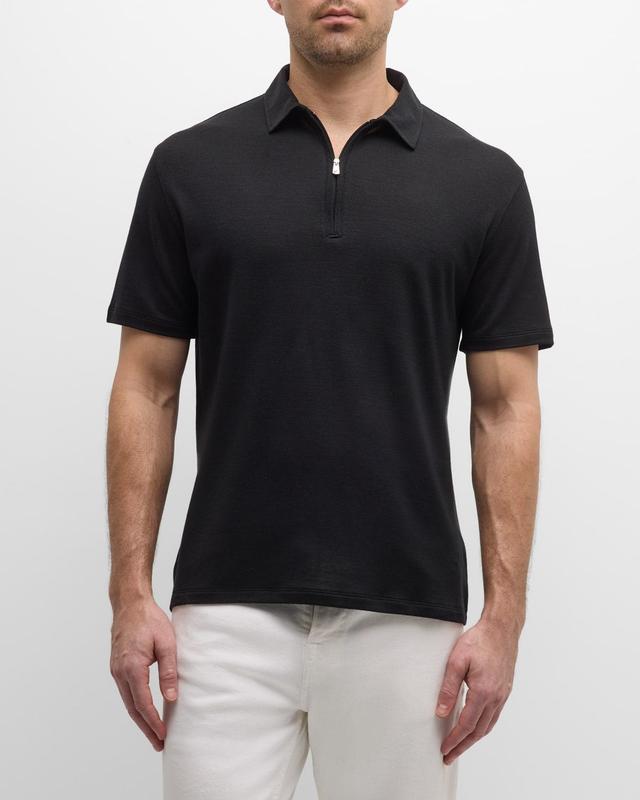 Mens Wool Quarter-Zip Polo Shirt Product Image