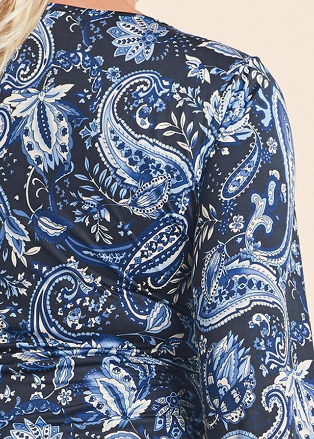 Paisley Balloon Sleeve Top - Blue Multi Product Image