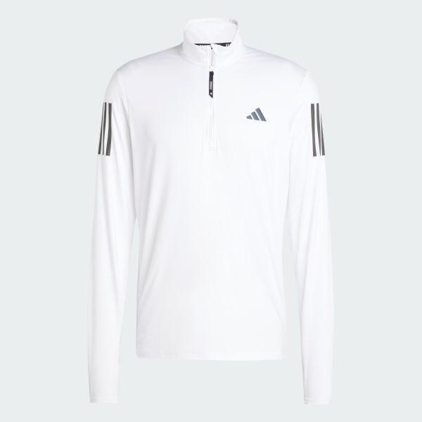 adidas Own the Run Half-Zip Track Top White S Mens Product Image