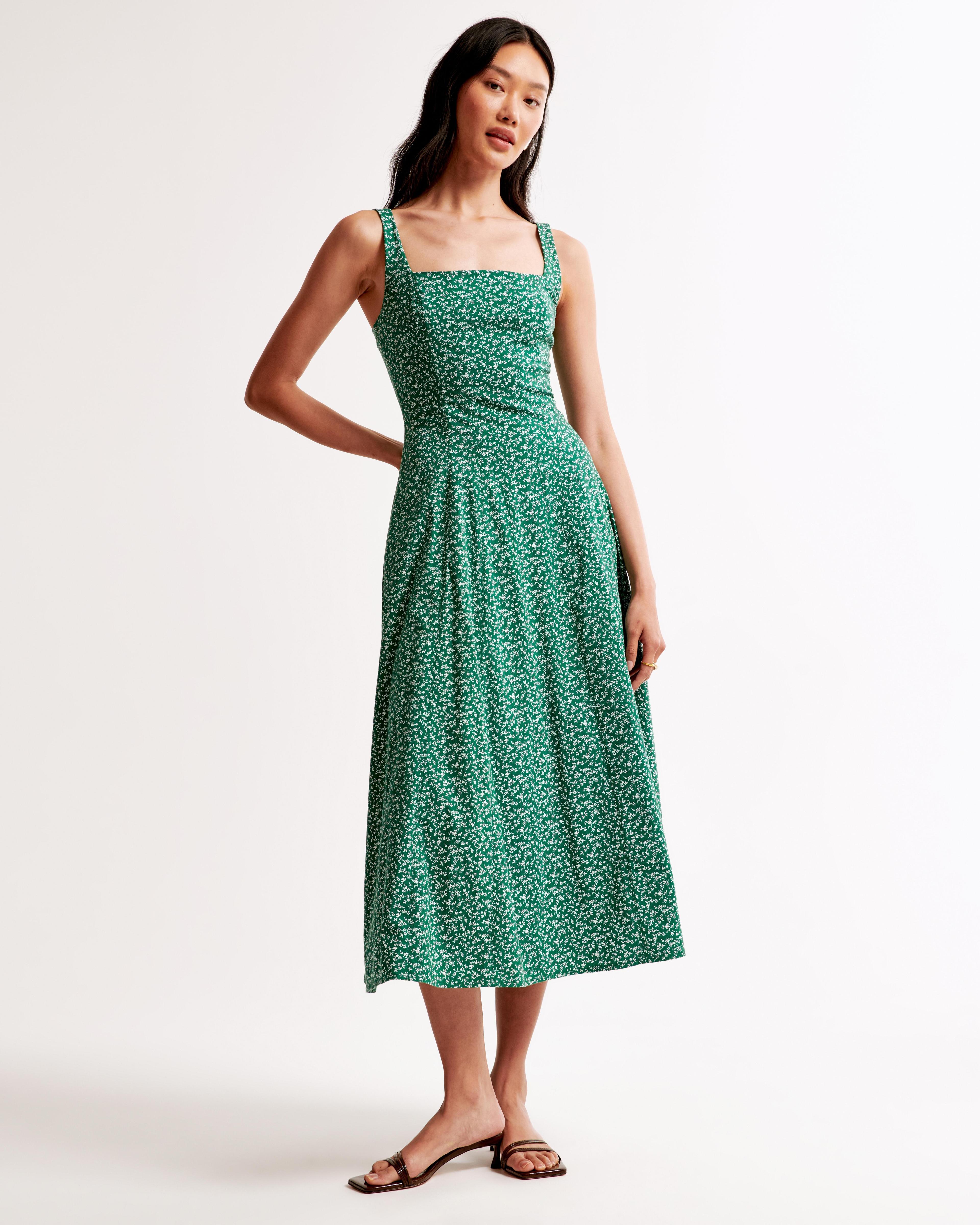 The A&F Mila Fit & Flare Stretch Midi Dress Product Image