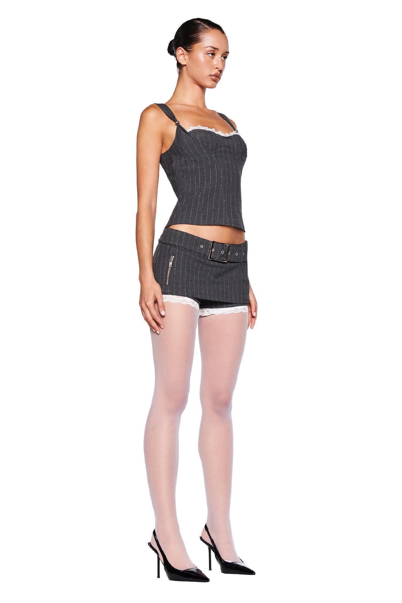 MARRION CORSET - GREY : PINSTRIPE Product Image