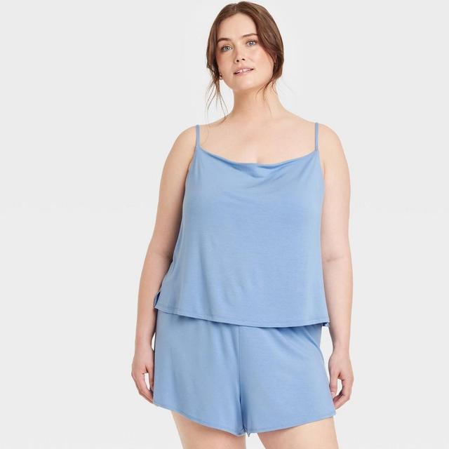 Womens Cloud Knit Cami Top and Shorts Pajama Set - Auden Blue 1X Product Image