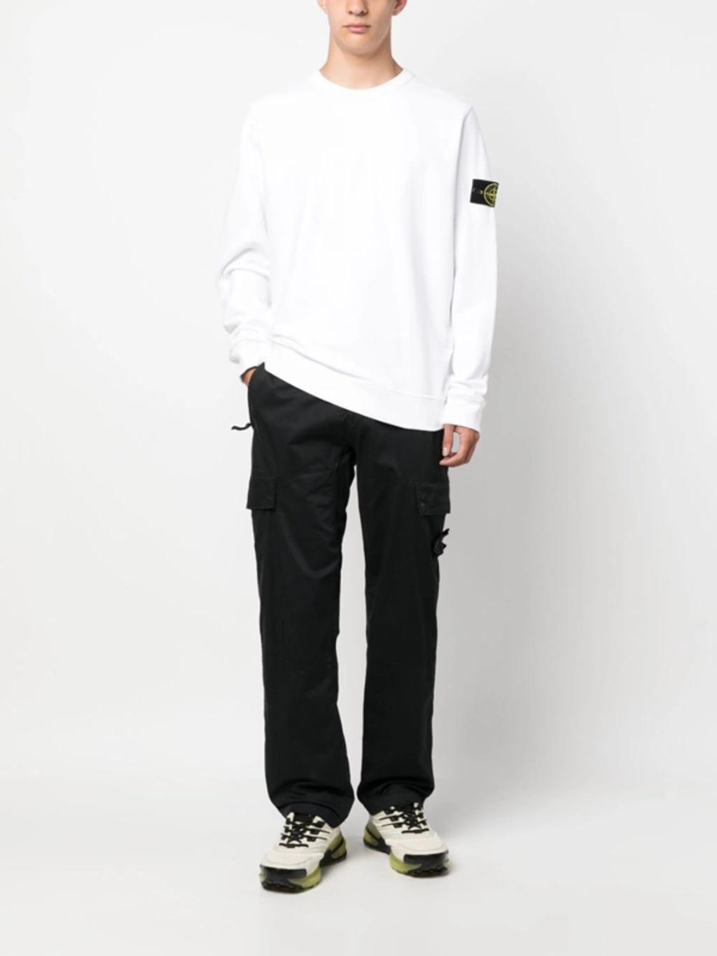 STONE ISLAND Logo-patch Wool-blend Sweater In White Product Image