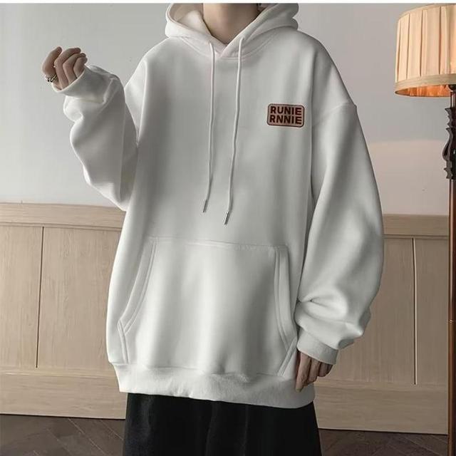 Crew Neck Lettering Printed Oversized Hoodie Product Image