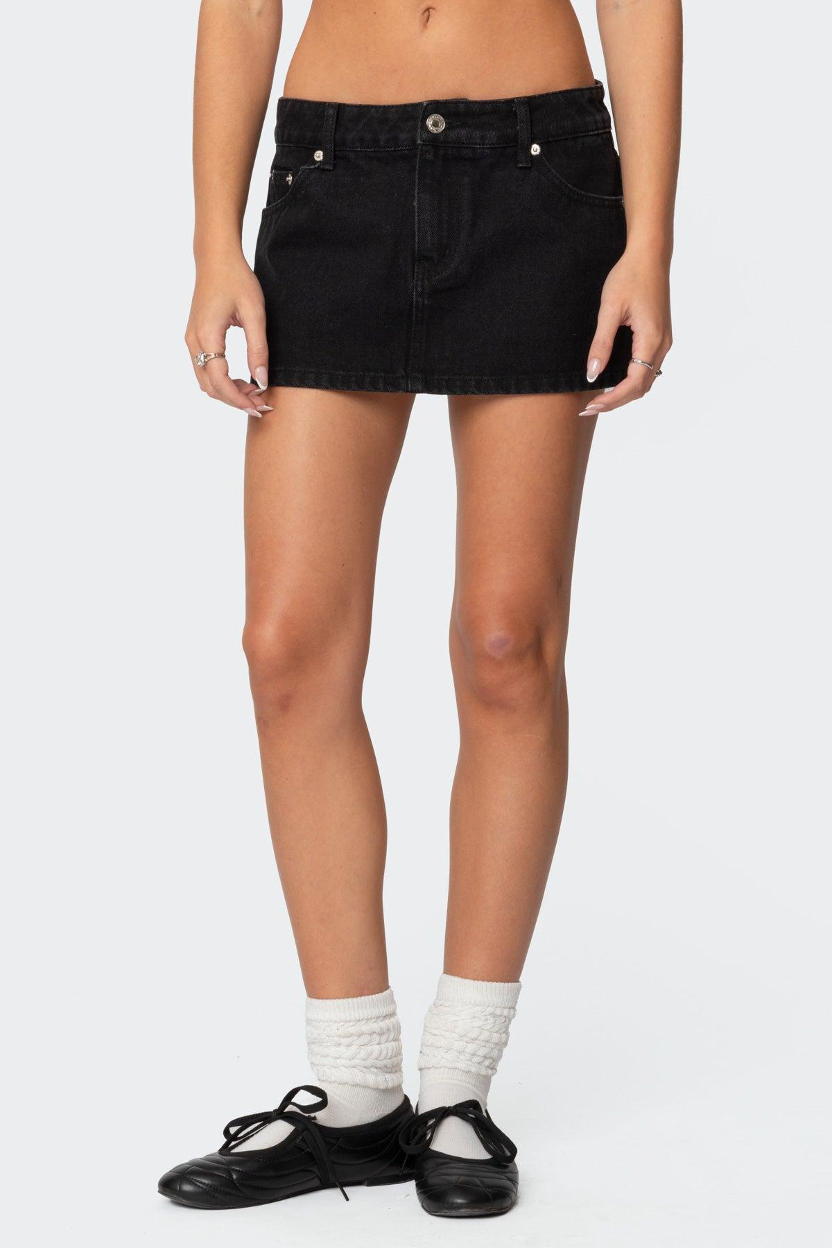 Spencer Low Rise Denim Micro Skirt Product Image