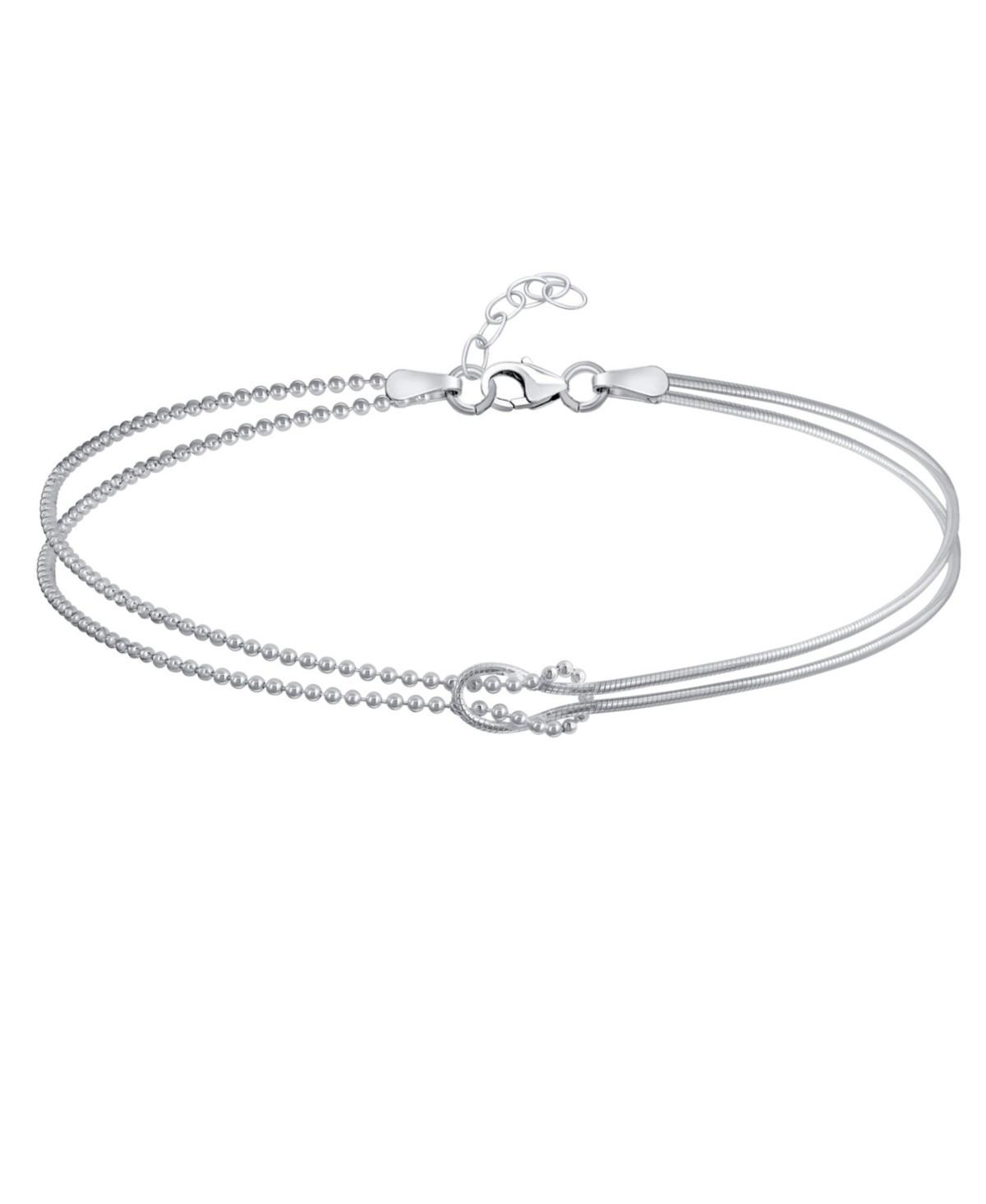 Bling Jewelry Love Knot Infinity Anklet Ankle Bracelet For Women Split Beaded Ball Snake Chain Sterling Silver Adjustable 9 To 10 Inch - Silver Product Image