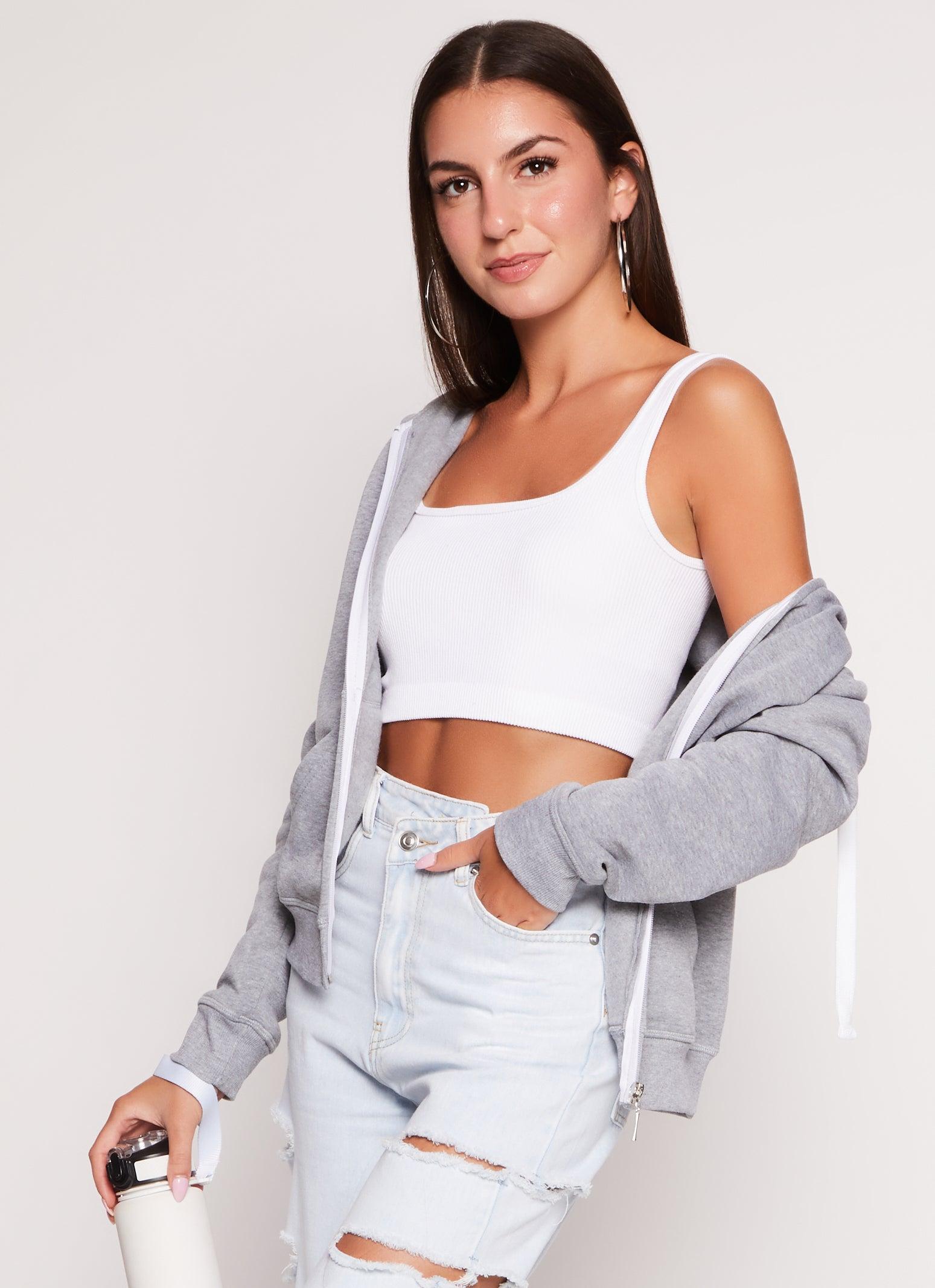 Womens Basic Zip Front Hoodie Product Image