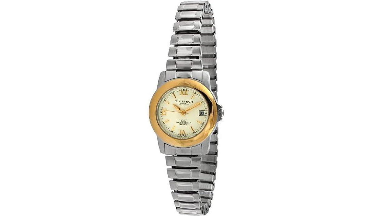 Timetech Women s Two Tone Nurses Watch with Expansion Flex Stainless Steel Band with Calendar Product Image