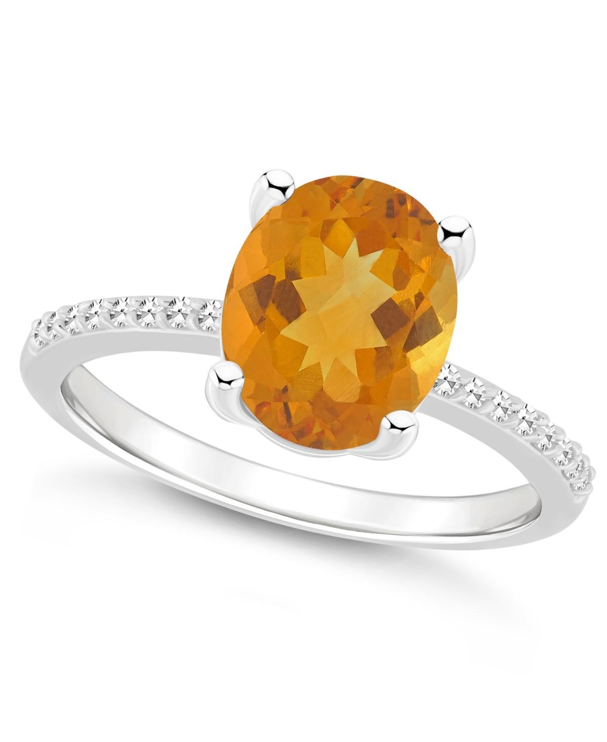 Macys Womens Citrine (2-1/2 ct.t.w.) and Diamond (1/10 ct.t.w.) Ring in Sterling Silver Product Image