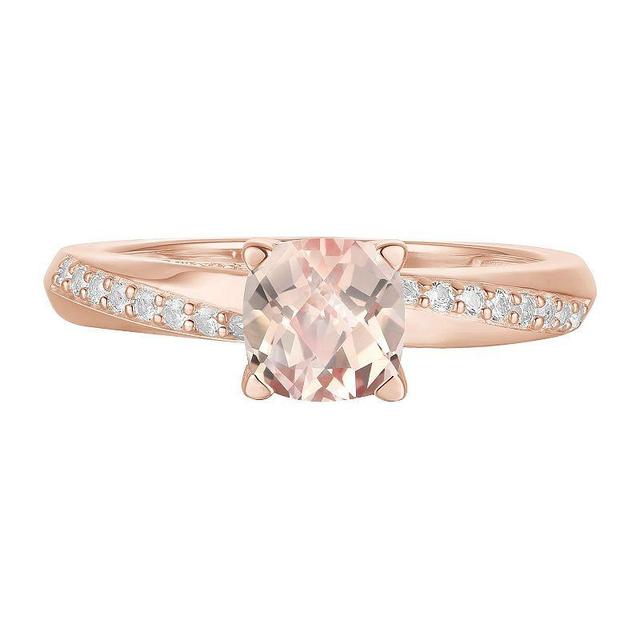 14k Rose Gold Over Silver Lab-Created Morganite & Lab-Created White Sapphire Ring, Womens Product Image