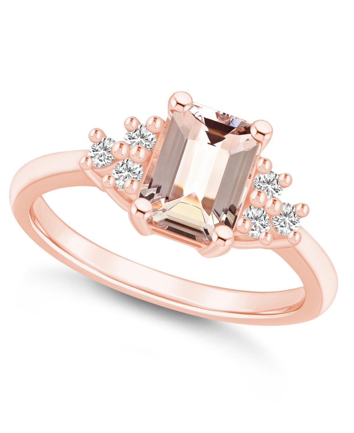 Alyson Layne 14k Rose Gold Emerald-Cut Morganite & 1/5 Carat T.W. Diamond Ring, Womens Product Image