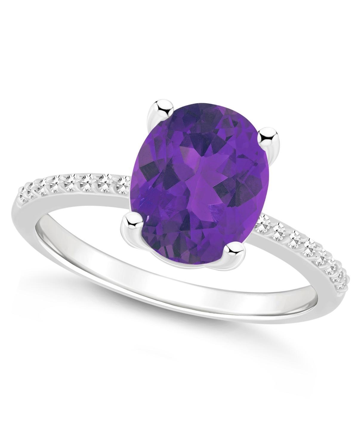 Alyson Layne Sterling Silver 10 mm x 8 mm Oval Gemstone & 1/10 Carat T.W. Diamond Ring, Womens Purple Product Image