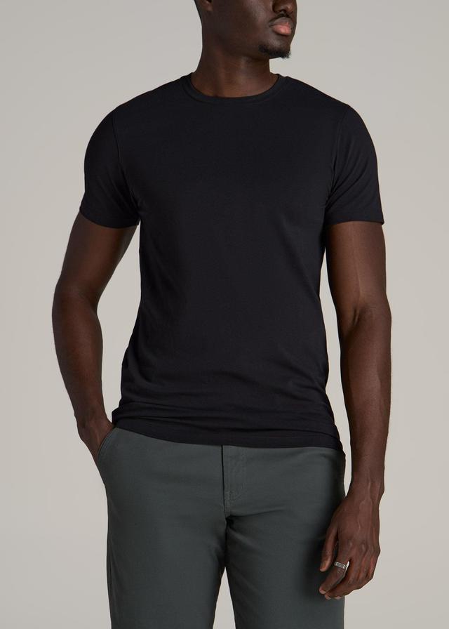 Stretch Cotton MODERN-FIT T-Shirt for Tall Men in Black Product Image