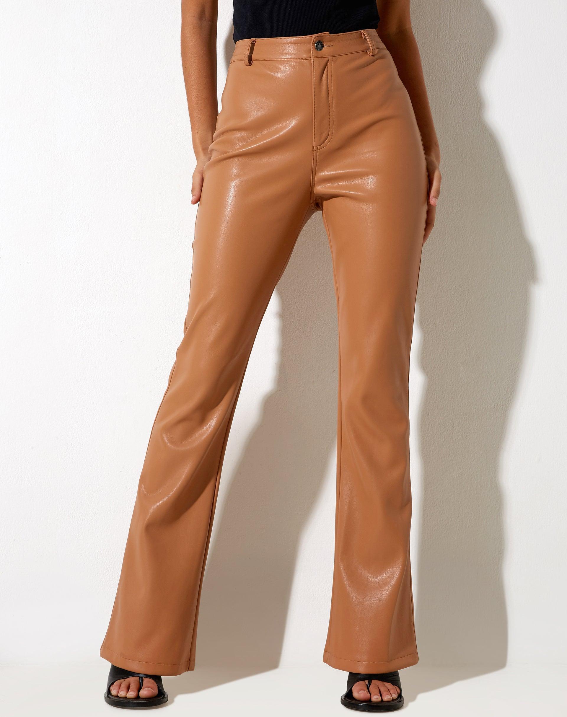 Zoven Flare Trouser in PU Peachy Tan Product Image