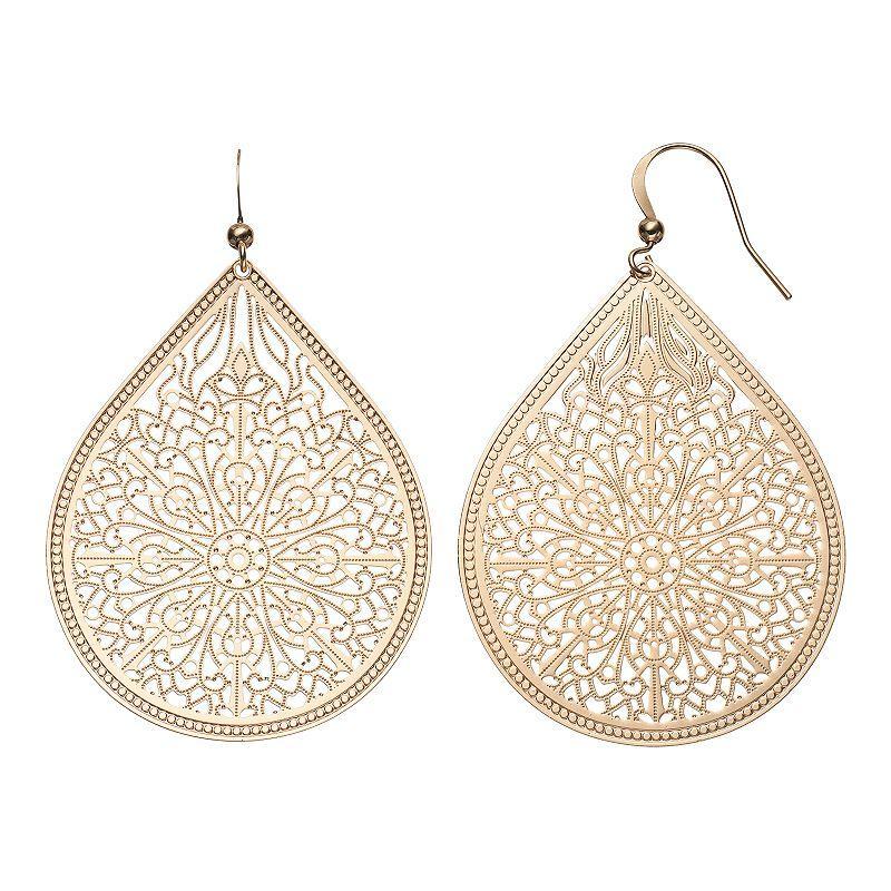 Sonoma Goods For Life Filigree Teardrop Earrings, Womens, Gold Tone Product Image