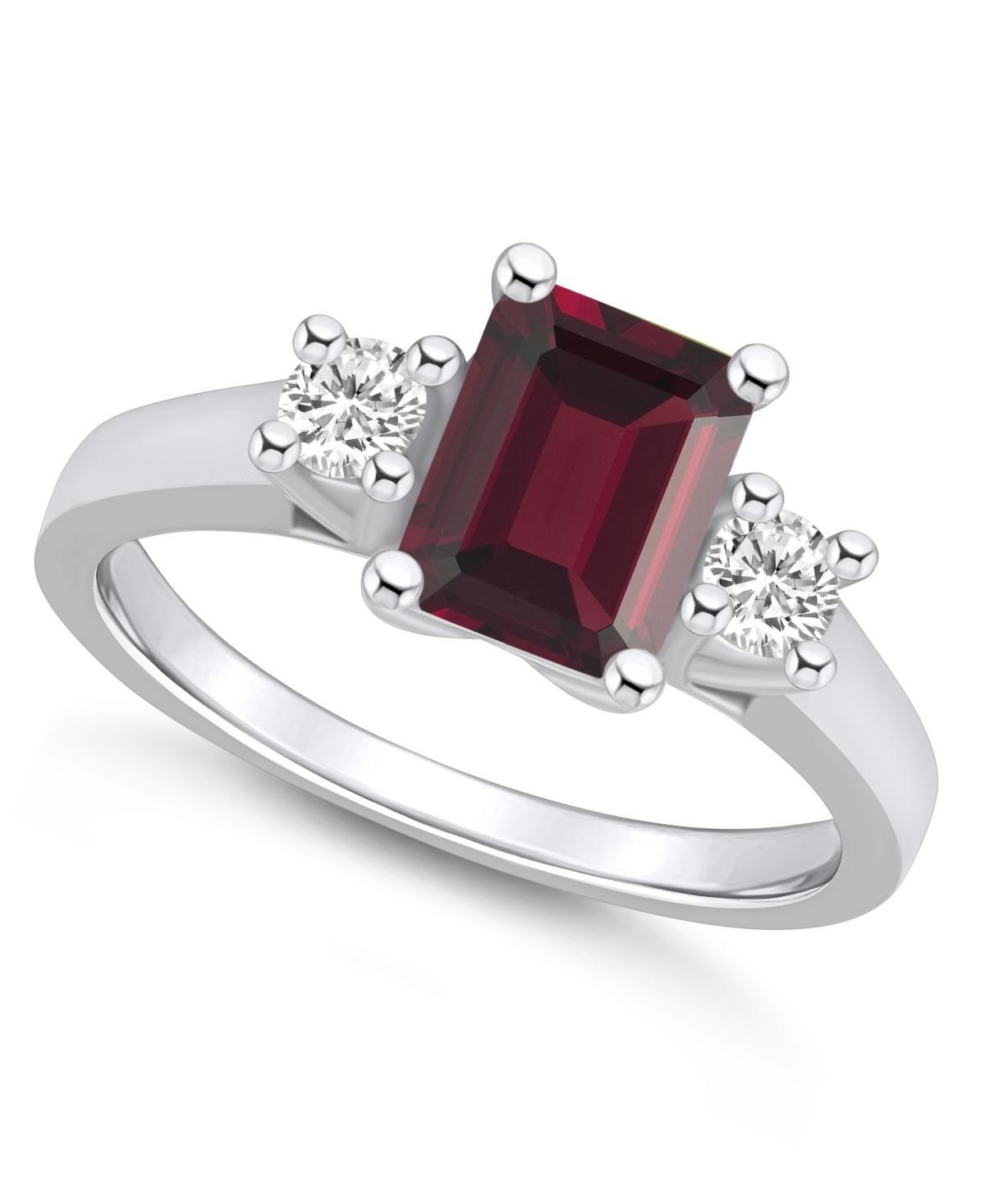 Macys Garnet and Diamond Ring (2 ct.t.w and 1/4 ct.t.w) 14K White Gold Product Image