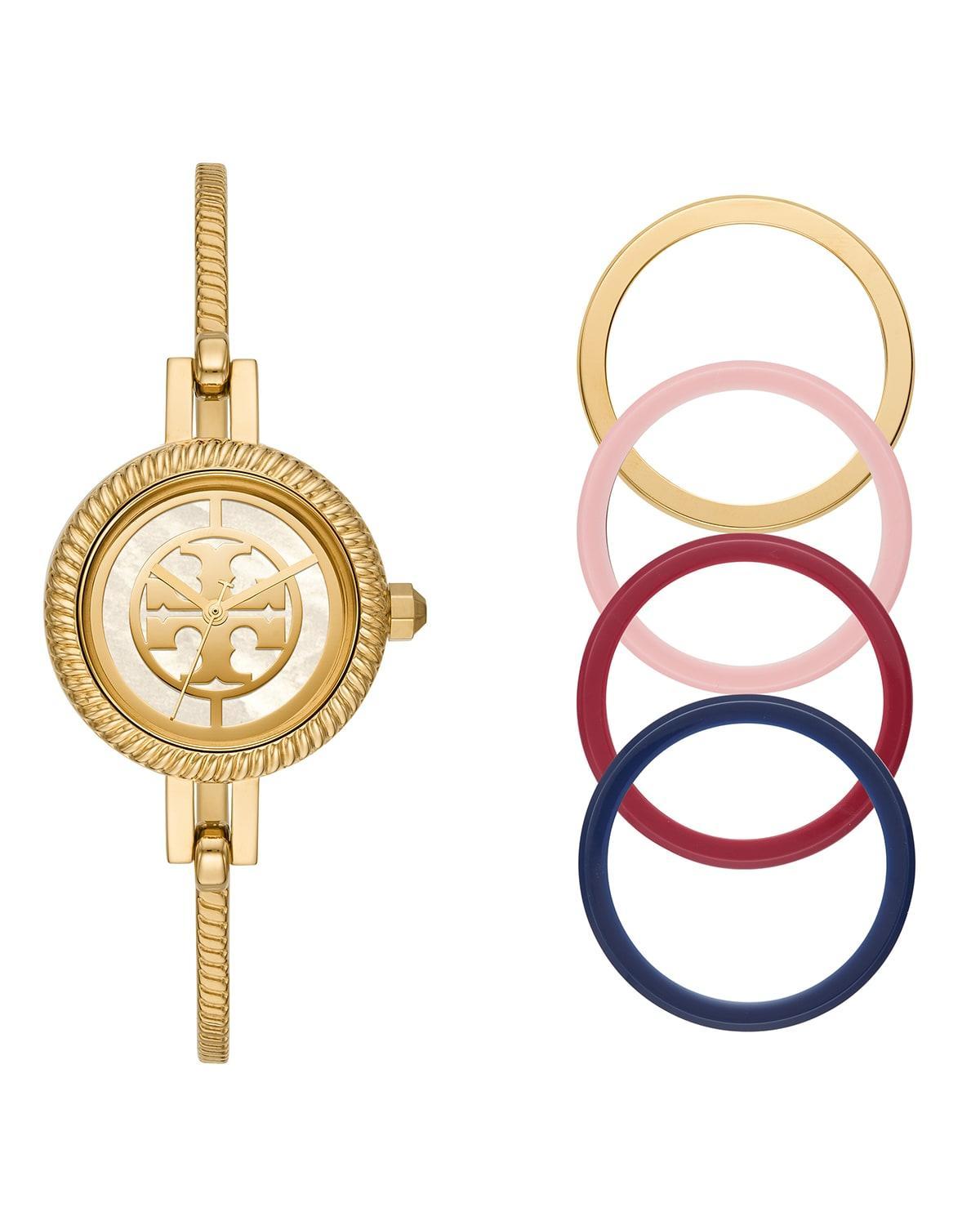 Tory Burch Womens Reva Gold-Tone Stainless Steel Bangle Bracelet Watch 27mm Gift Set - Gold Product Image