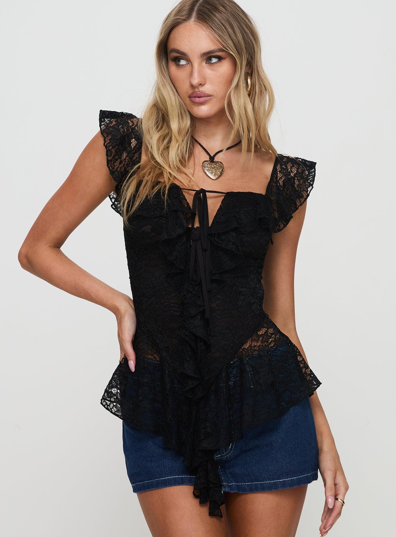 Francia Frill Top Black Product Image