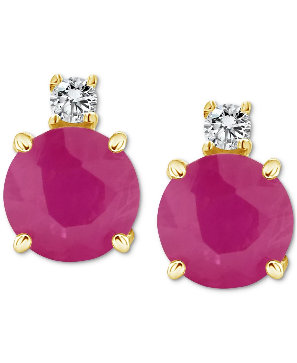 Celebration Gems 14k Gold Sapphire & Diamond Accent Stud Earrings, Womens Product Image