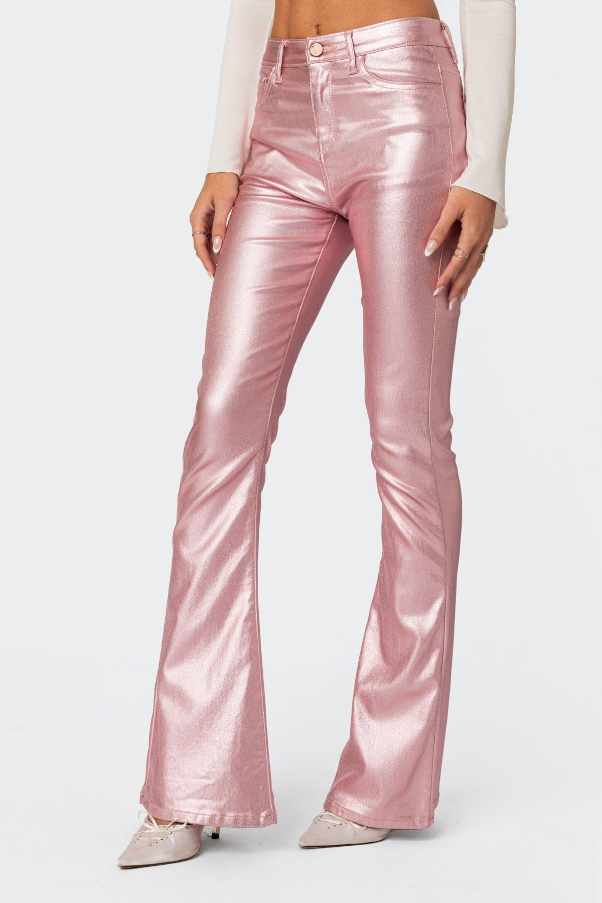 Luna Faux Leather Flare Jeans Product Image