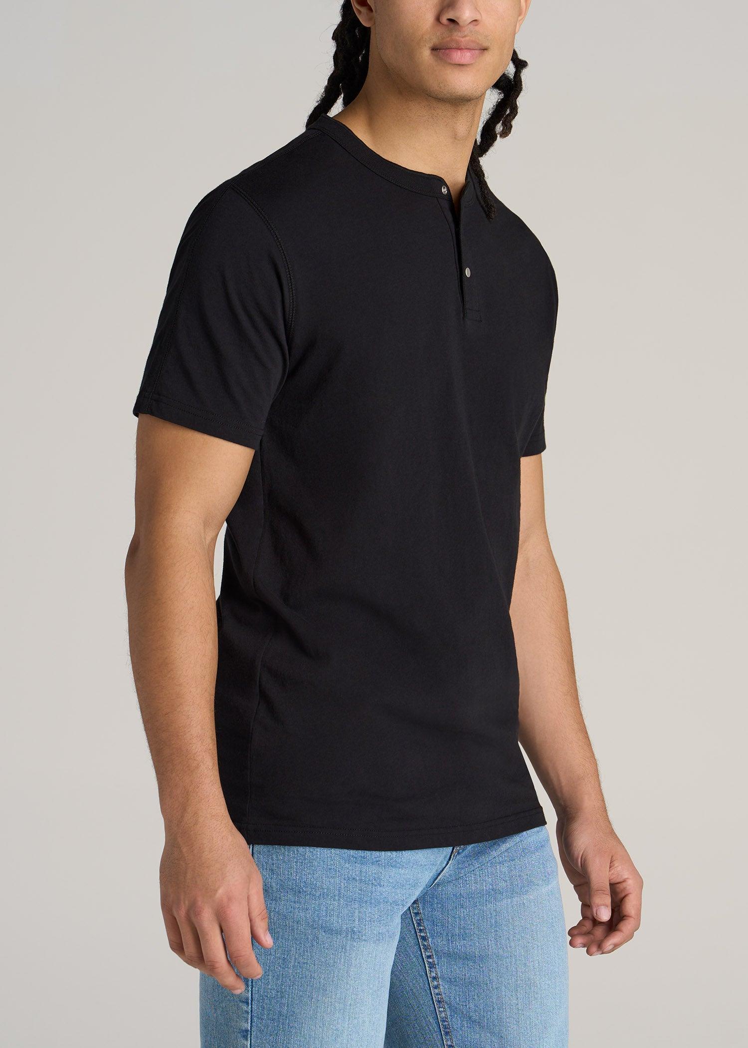 LJ&S REGULAR-FIT Jersey Henley Tee for Tall Men in Vintage Black Product Image