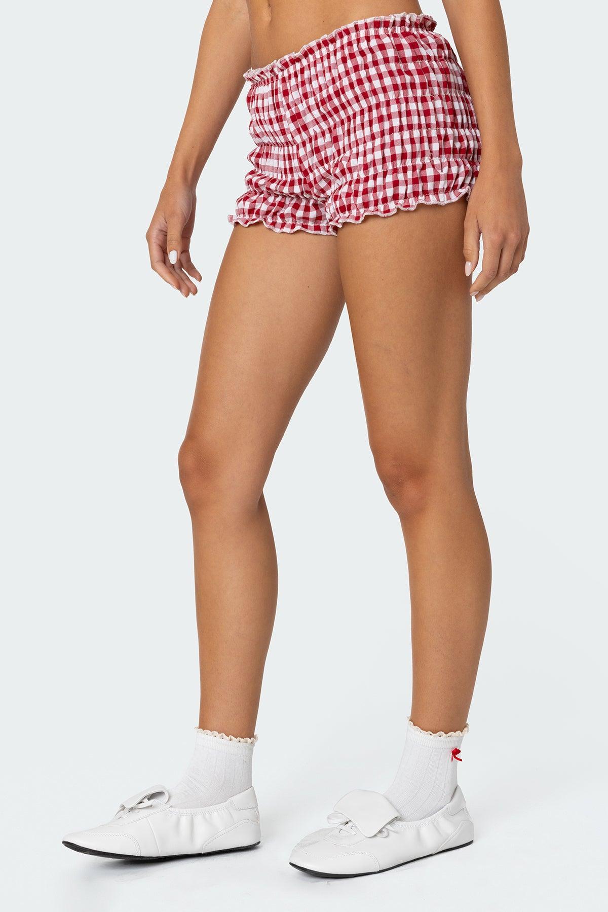 Gingham Scrunch Shorts Product Image