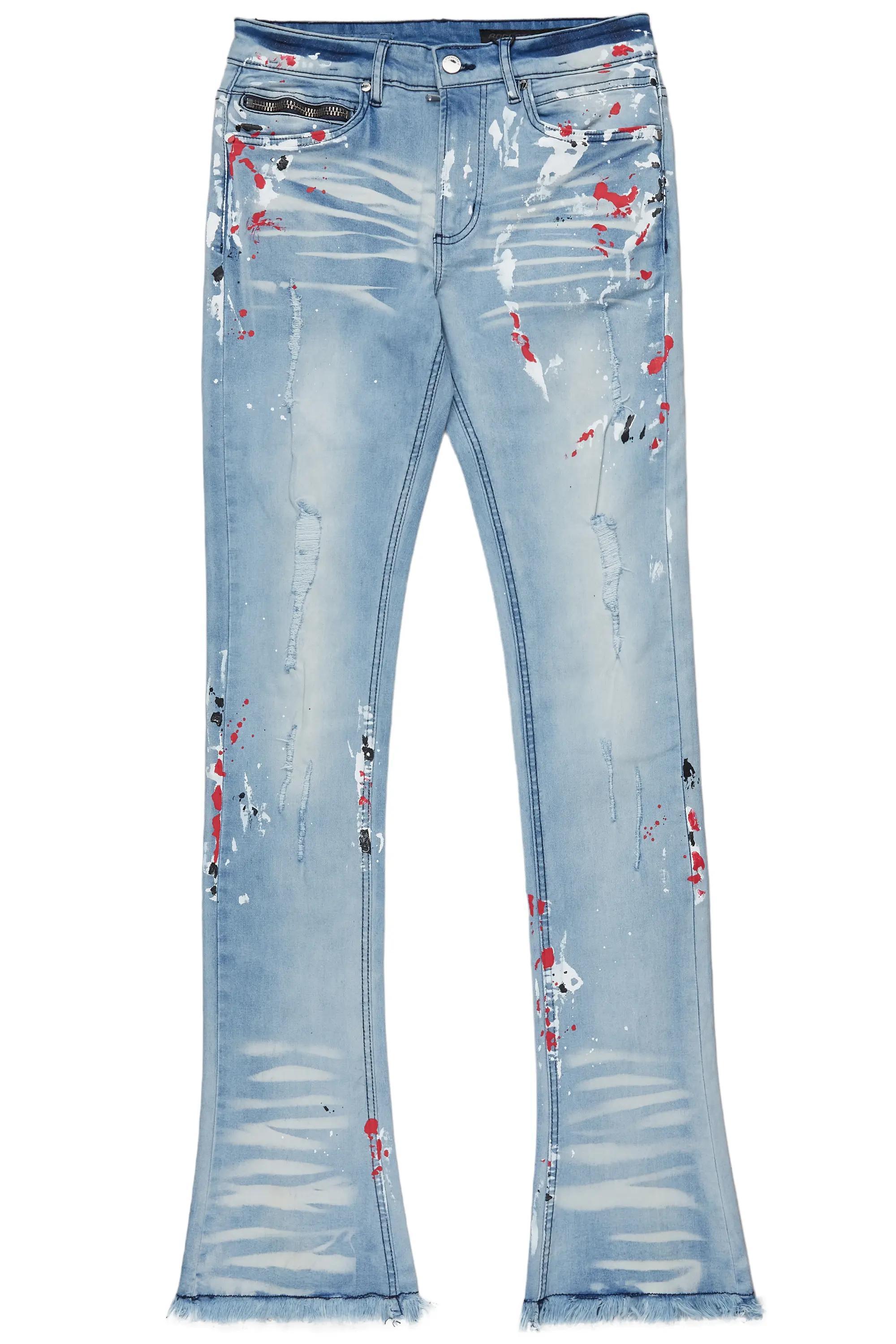 Alvar Blue Painter Stacked Flare Jean Male Product Image