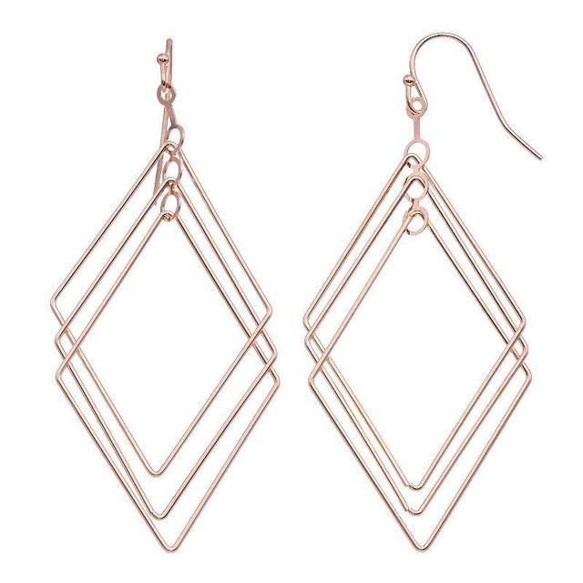 LC Lauren Conrad Geometric Nickel Free Drop Earrings, Womens, Rose Gold Tone Product Image