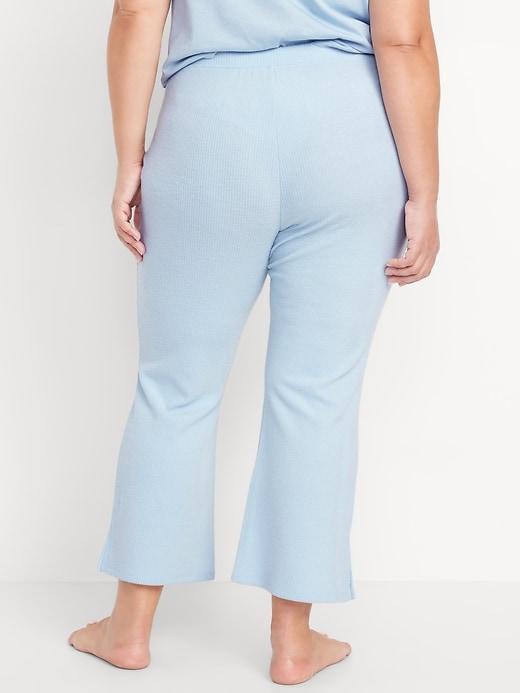 High-Waisted Ribbed Crop Flare Lounge Pants Product Image