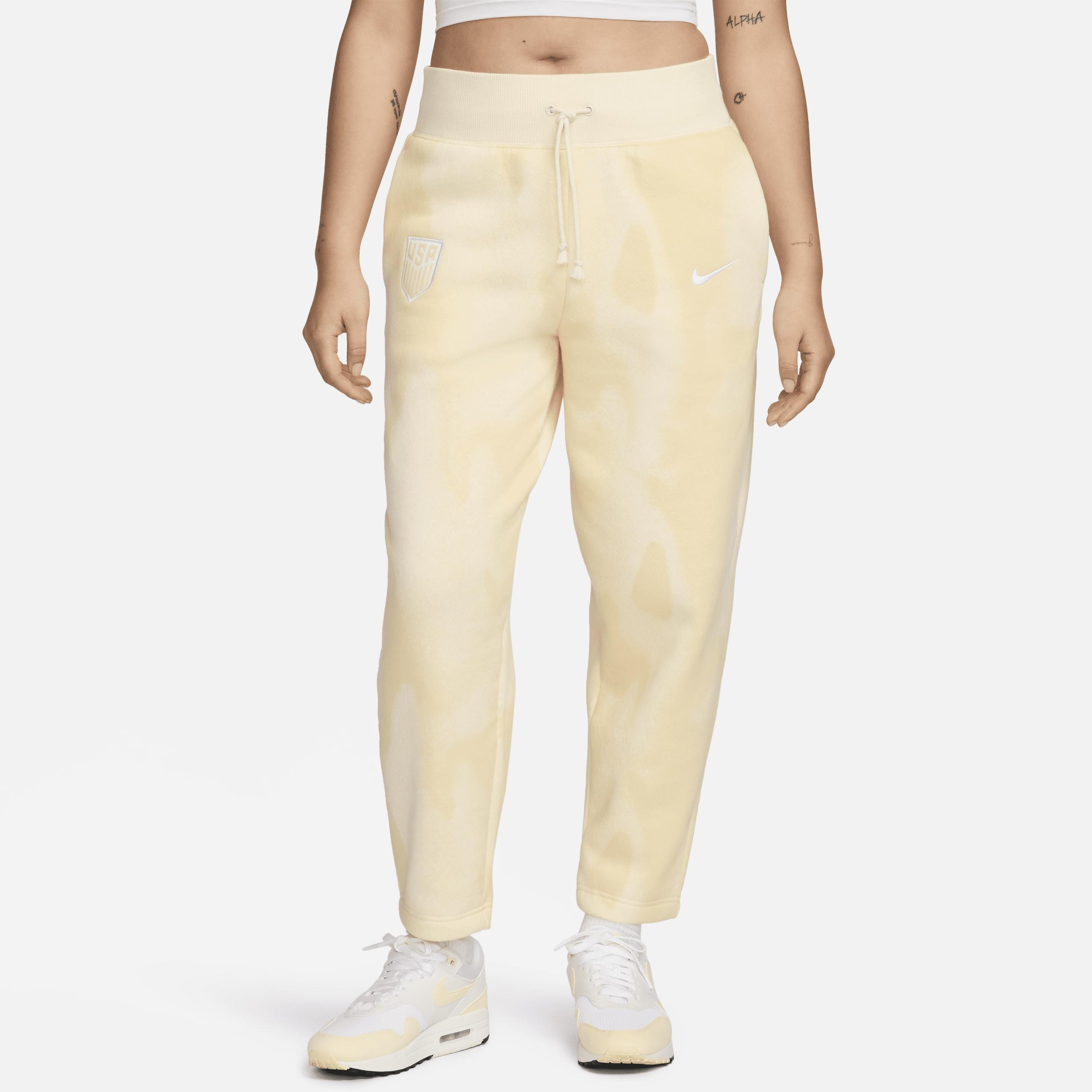 Nike Womens Cream Usmnt Phoenix Fleece High-Waisted Curve Pants Product Image