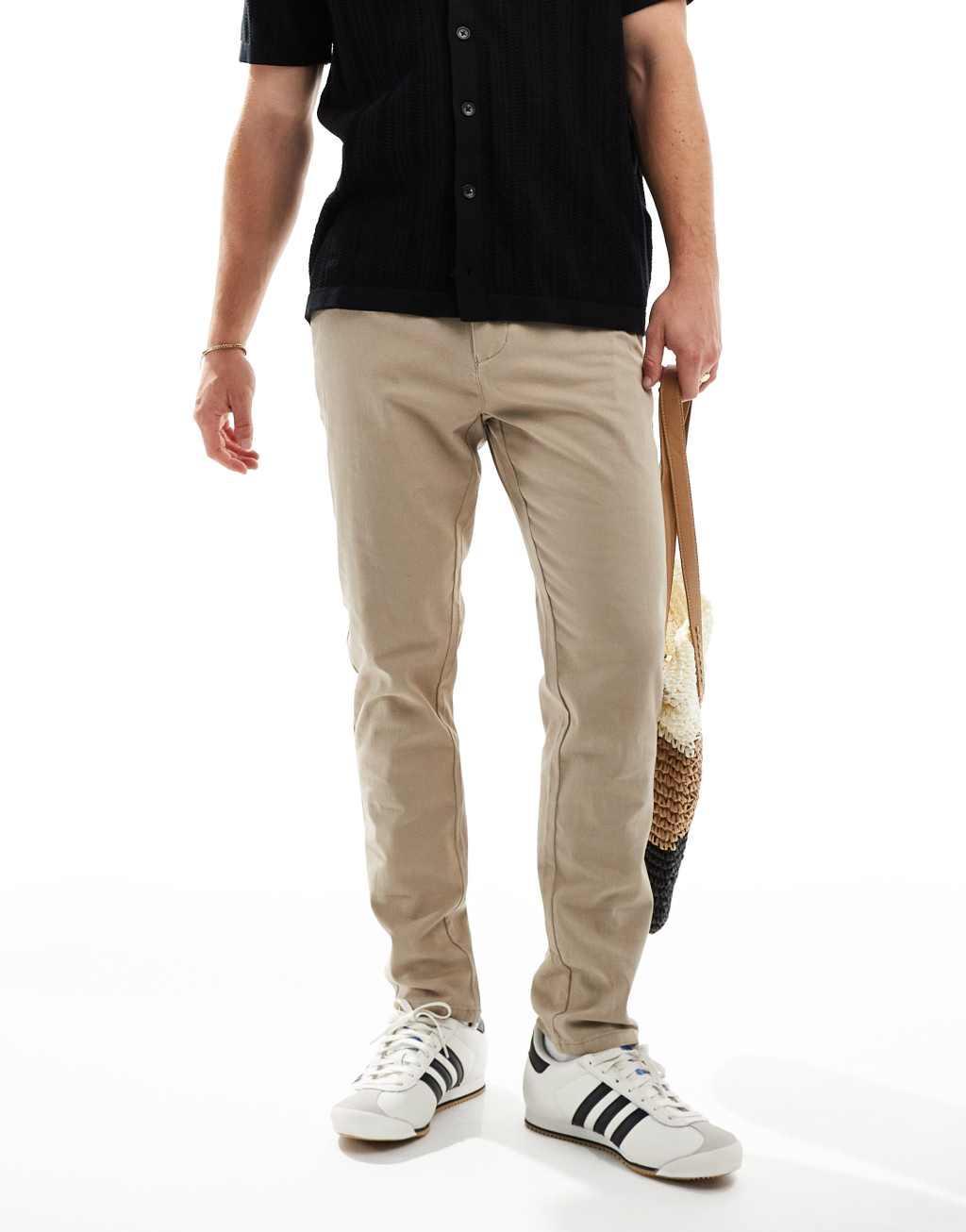 Only & Sons slim fit chinos in beige Product Image