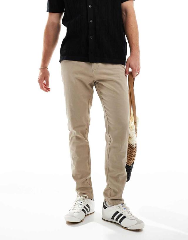 Only & Sons slim fit chinos in beige Product Image