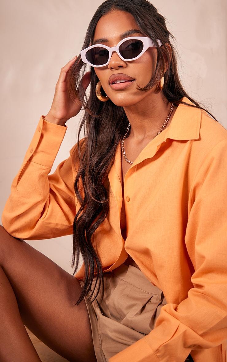 Orange Linen Look Oversized Shirt Product Image